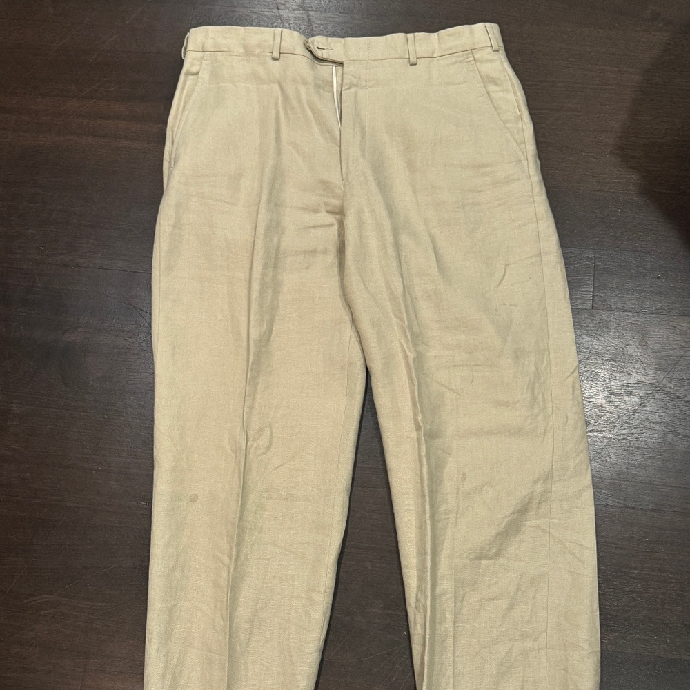 Ermenegildo Zegna 100% Linen Cream Colored Pants